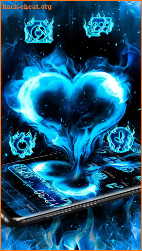 Blue Fire Heart Theme screenshot