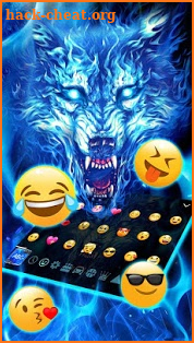 Blue Fire Wolf Keyboard Theme screenshot