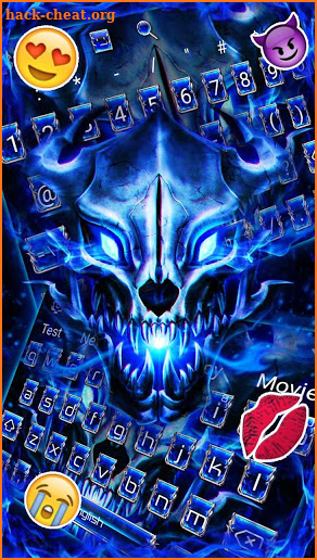 Blue Fire Wolf Skull Keyboard Theme screenshot