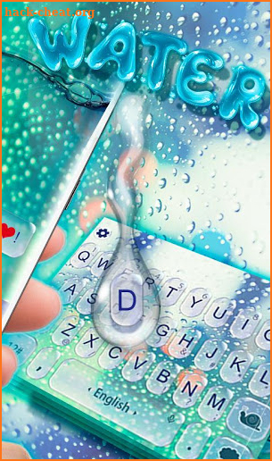 Blue Glass Water Drops Keyboard Theme screenshot
