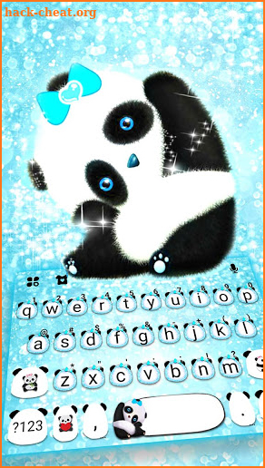 Blue Glitter Baby Panda Keyboard Theme screenshot