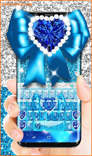 Blue Glitter Bow Keyboard Theme screenshot