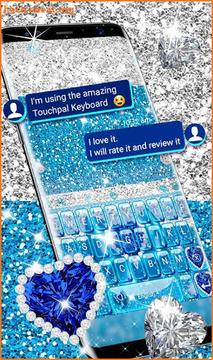 Blue Glitter Bow Keyboard Theme screenshot