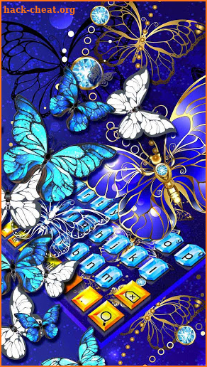 Blue Glitter Butterfly Keyboard screenshot