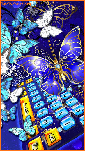 Blue Glitter Butterfly Keyboard screenshot