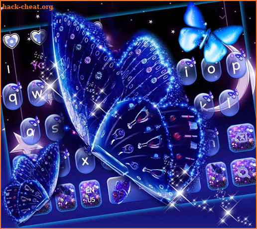 Blue Glitter Butterfly Keyboard Theme screenshot