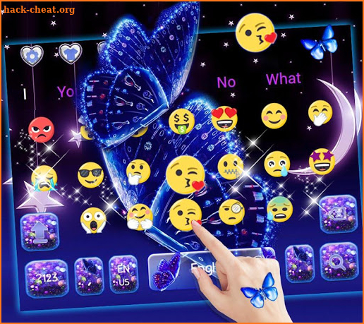 Blue Glitter Butterfly Keyboard Theme screenshot