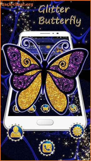 Blue Glitter Butterfly Theme screenshot