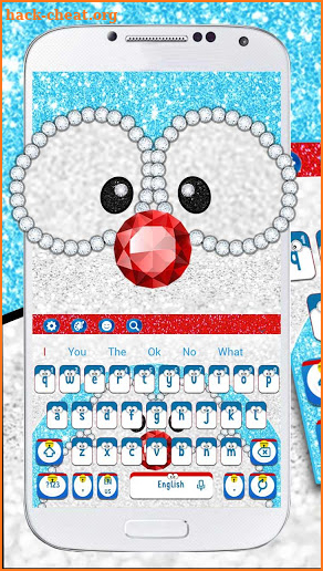 Blue Glitter Diamond Cat Keyboard Theme screenshot