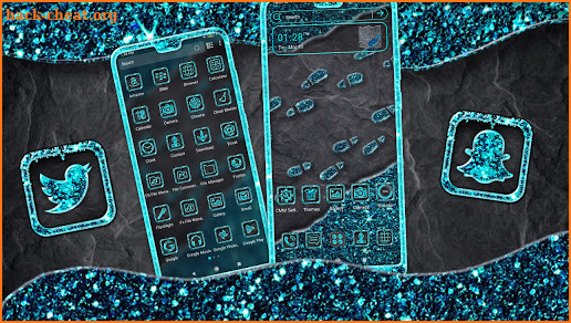 Blue Glitter Footprint Theme screenshot