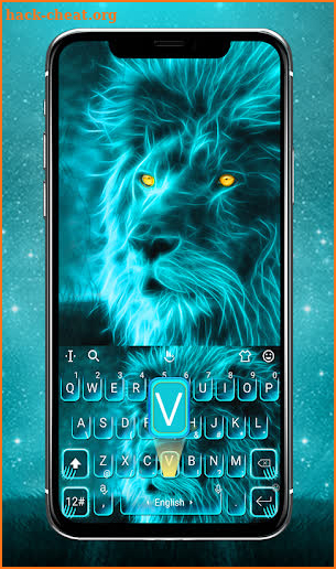 Blue Glow Lion Keyboard Theme screenshot