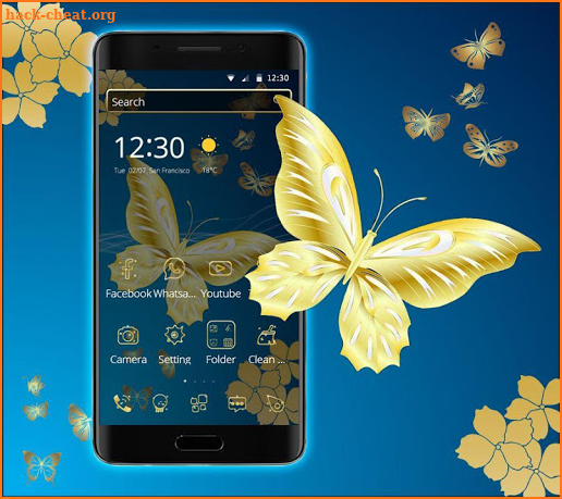 Blue Golden Butterfly Theme screenshot