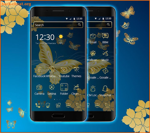 Blue Golden Butterfly Theme screenshot