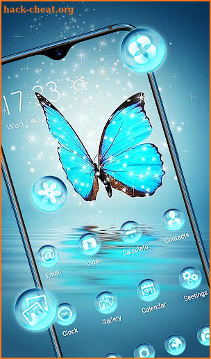 Blue-green crystal butterfly glitter theme 2019 screenshot