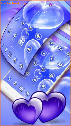 Blue Heart Bubble Theme screenshot