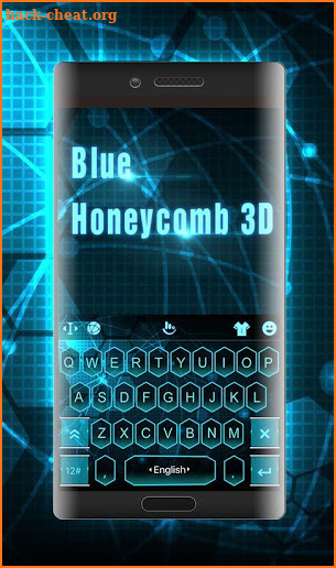 Blue Honeycomb 3D Keyboard Theme screenshot