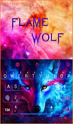Blue Ice Fire Wolf Keyboard Theme screenshot