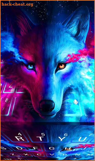 Blue Ice Fire Wolf Keyboard Theme screenshot