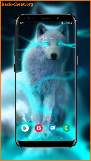 Blue Ice Fire Wolf Wallpaper screenshot