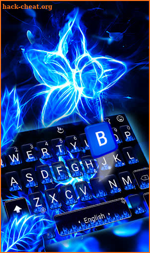 Blue Ice Flame Flower  Keyboard Theme screenshot