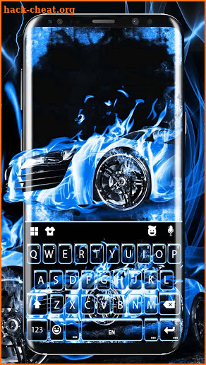 Blue Lightning Sports Car Keyboard Theme screenshot