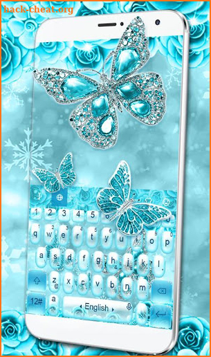 Blue Luxury Diamond Butterfly Keyboard Theme screenshot