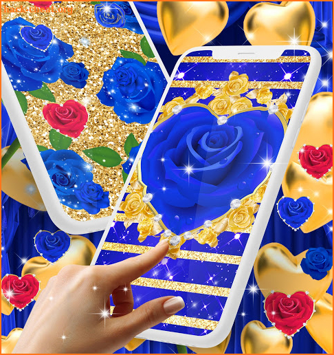 Blue luxury golden rose live wallpaper screenshot
