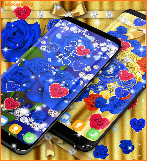 Blue luxury golden rose live wallpaper screenshot