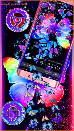 Blue Neon Butterfly Gravity Theme screenshot