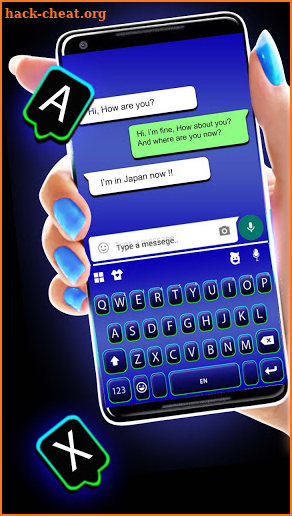Blue Neon Chat Keyboard Background screenshot