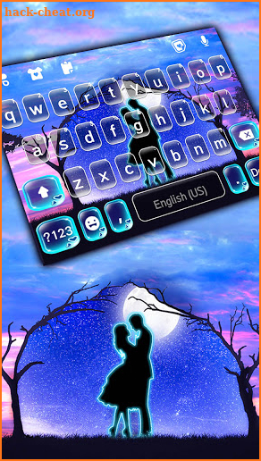 Blue Neon Couple Keyboard Background screenshot