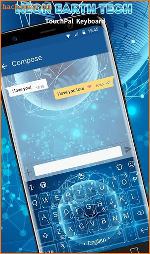 Blue Neon Earth Tech Keyboard Theme screenshot