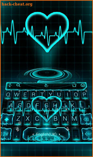 Blue Neon Heart Keyboard Theme screenshot
