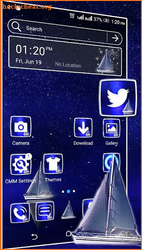 Blue Ocean Night Launcher Theme screenshot