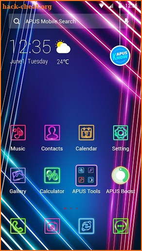Blue Purple Neon APUS Launcher theme screenshot