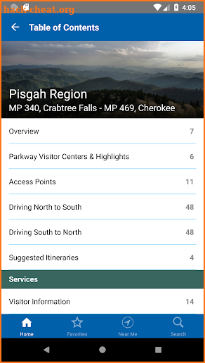 Blue Ridge Parkway Travel Planner screenshot