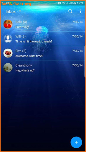 Blue sea Next SMS skin screenshot