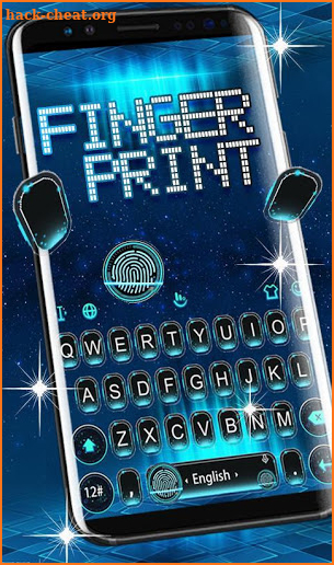 Blue Tech Fingerprint Style Keyboard Theme screenshot