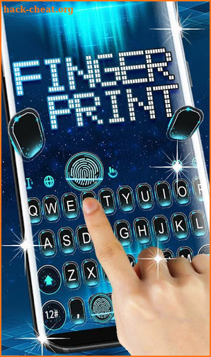 Blue Tech Fingerprint Style Keyboard Theme screenshot