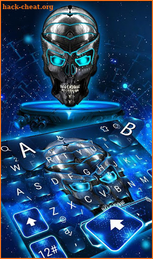 Blue Tech Metallic Skull Keyboard Theme screenshot