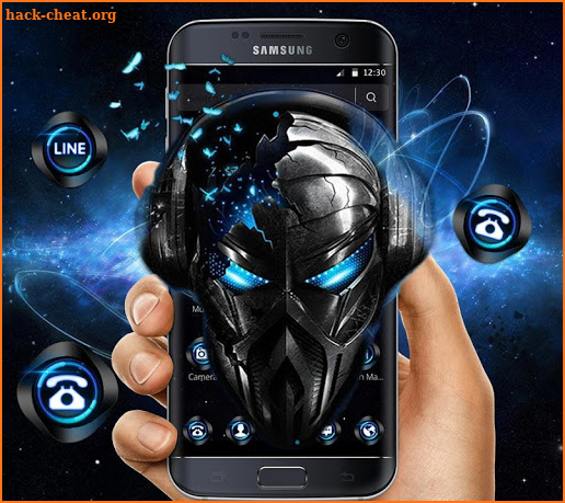 Blue Tech Metallic Skull Theme screenshot