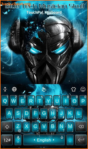 Blue Tech Musician Skull Keyboard Theme screenshot
