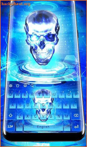 Blue Tech Skull Keyboard Theme screenshot