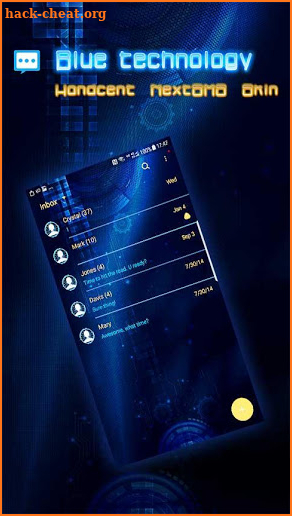 Blue technology skin for Handcent Next SMS screenshot