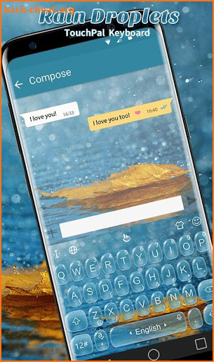 Blue Water Rain Droplets Keyboard Theme screenshot