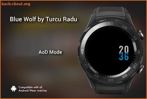 Blue Wolf Watch Face Wear Os screenshot