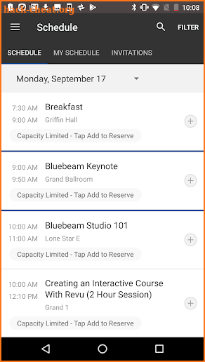 Bluebeam Events screenshot