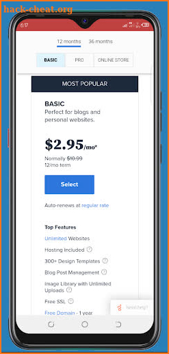 Bluehost App screenshot
