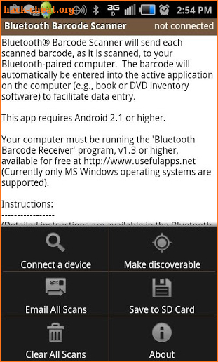 Bluetooth Barcode Scanner screenshot