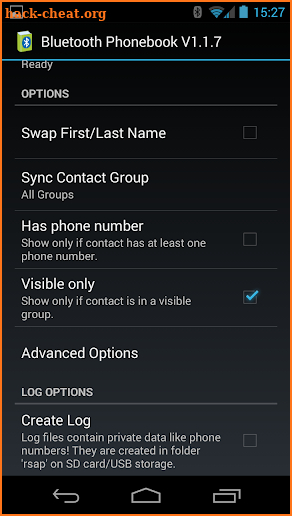 Bluetooth Phonebook screenshot
